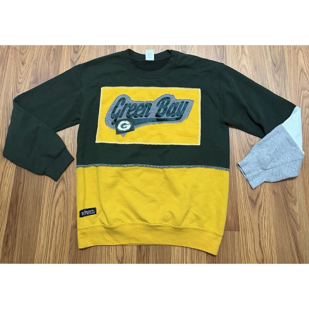 Green Bay Packers Refried Crewneck Sweatshirt Mens Small Upcycled Colorblock